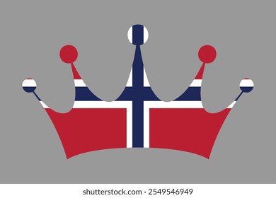 Forma da coroa da Noruega com bandeira, Ilustração do símbolo nacional do país da bandeira Vetor, Ilustração da bandeira do retângulo da Noruega, Ilustração do vetor plano
