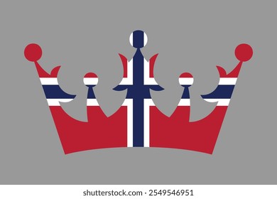 Norway crown shape with flag, Flag of Norway national country symbol illustration Vector, Rectangle Norway flag illustration, Flat vector illustration
