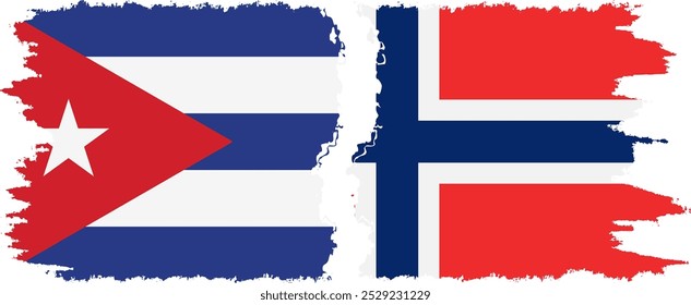 Noruega e Cuba grunge bandeiras conexão, vetor