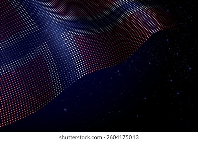 Norway digital flag made of dots, waving over a starry dark background