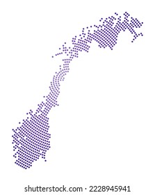 Mapa de puntos de Noruega. Forma de estilo digital de Noruega. Icono tecnológico del país con puntos degradados. Ilustración vectorial creativa.