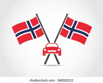 Norway Emblem Flag Car