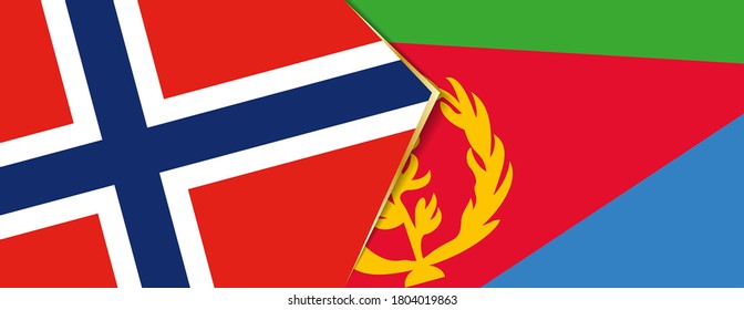 Norway and Eritrea flags, two vector flags symbol of relationship or confrontation.