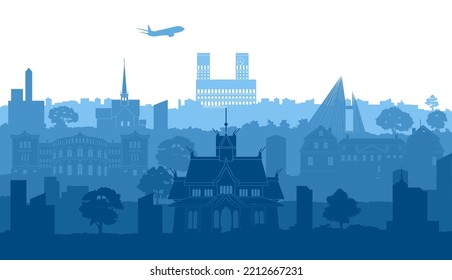 Norway famous landmarks by silhouette style,vector illustration