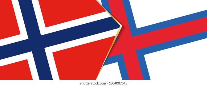 Norway and Faroe Islands flags, two vector flags symbol of relationship or confrontation.