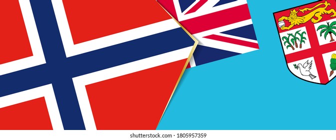 Norway and Fiji flags, two vector flags symbol of relationship or confrontation.