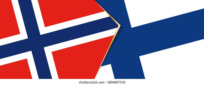 Norway and Finland flags, two vector flags symbol of relationship or confrontation.