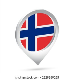 Icono de 3 d pin de Noruega. Ilustración vectorial.