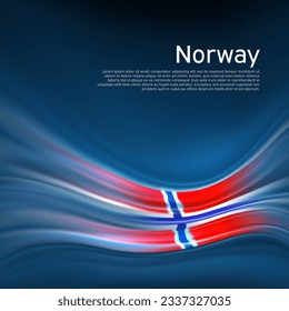 Norway flag background. Abstract norwegian flag in the blue sky. National holiday card design. Business brochure design. State banner, norway poster, patriotic cover, flyer. Vector illustration