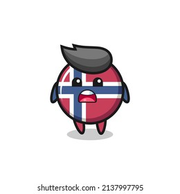 norway flag badge illustration with apologizing expression, saying I am sorry , cute style design for t shirt, sticker, logo element