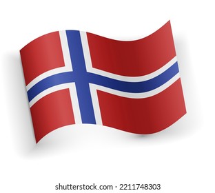 Bandera de Noruega doblada y tendida sobre fondo blanco