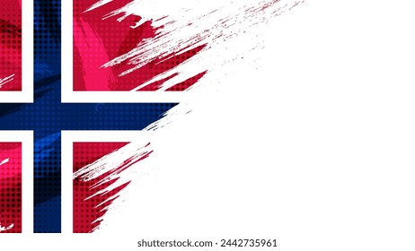 Norway Flag in Brush Paint Style with Halftone Effect. Norway National Flag Background with Grunge Concept