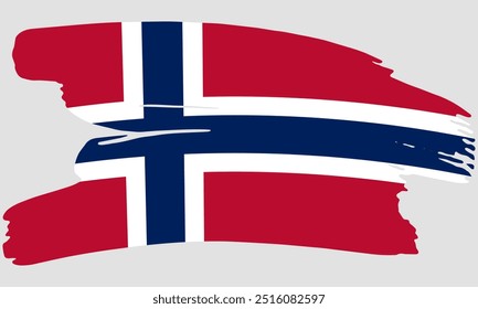 Textura de pintura de pincel de bandera de Noruega. Bandera del Grunge de Noruega. Concepto de cepillo de emblema de Noruega