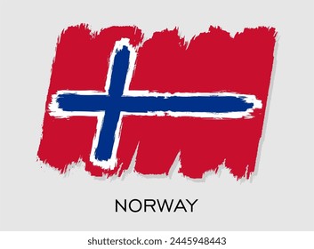 Diseño de pinceladas de bandera de Noruega. Bandera nacional de Noruega.