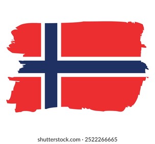 Bandeira da Noruega com traço de pincel. Isolado na ilustração do vetor de fundo branco