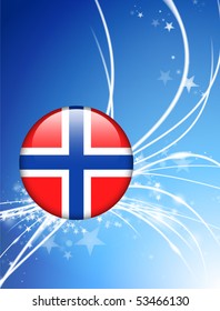 botón Bandera de Noruega sobre fondo de luz abstracta Ilustración original