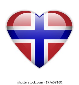Norway flag button on a white background. Vector illustration.