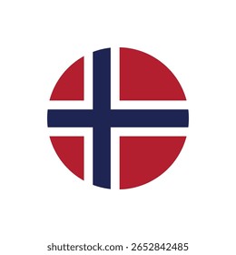Norway Flag Button. Norway Round flag icon. Norway flag badge Vector for independence day celebration Png on transparent background.