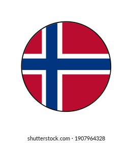 Conjunto de botones de bandera de Noruega - redondeado, círculo, para conceptos de pulsador europeo.	