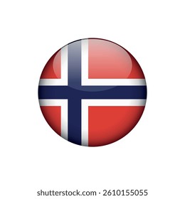 Norway Flag Circle Button Vector Template