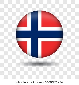 Marcar Noruega Botón de icono de círculo 3d Gradiente fácil de editar vector