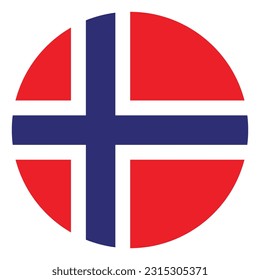Norway flag in circle shape. Flags of Norway in circle shape.