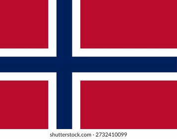 Bandeira da Noruega exibida em um layout simples com cores vermelhas e azuis para o orgulho nacional