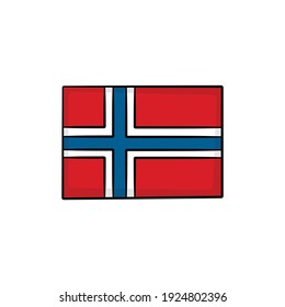 Norway flag in drawing style isolated vector. Hand drawn object illustration for your presentation, teaching materials or others.