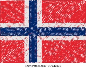 norway flag embroidered zigzag