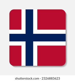 Norway flag flat icon. Square vector element with shadow underneath. Best for mobile apps, UI and web design.