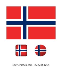 Colección de iconos planos de bandera de Noruega