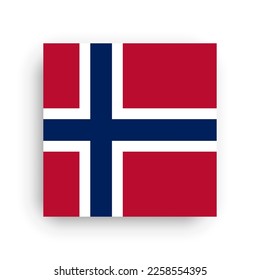 Norway flag - flat vector square with sharp corners and dropped shadow.