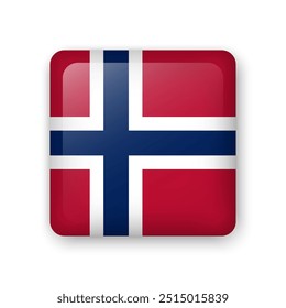 Norway flag glass icon. Square vector element with shadow. Best for mobile apps, UI and web design.