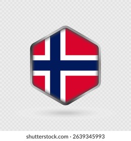 Norway Flag Icon in Hexagon Shape.