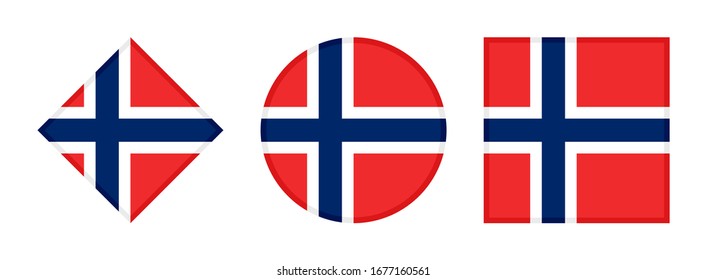 conjunto de iconos de la bandera de Noruega, aislado en fondo blanco