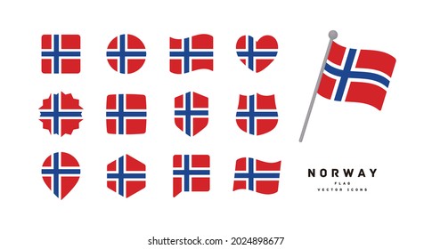 Norway flag icon set vector illustration
