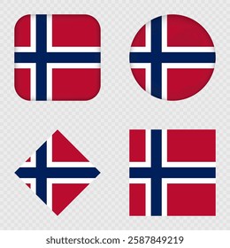 Norway Flag Icons Pack. Vector illustration.