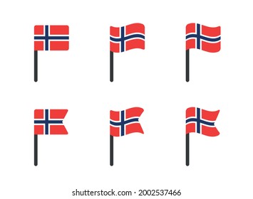 Norway flag icons set, national flag of Kingdom of Norway