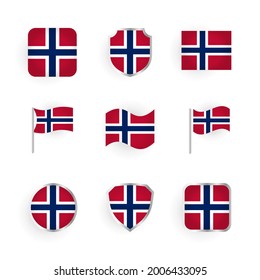 Norway Flag Icons Set Stylish Design