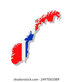 Norway - Flag inscribed in the contour of the country. Vector illustration.
