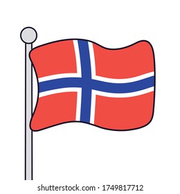 Norway flag isolated icon cartoon vector