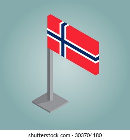 norway flag isometric style