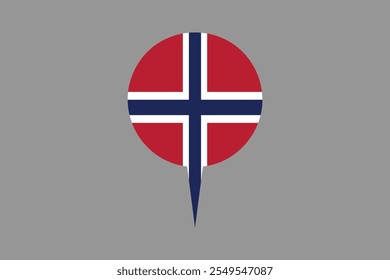 Norway flag with location sign, Flag of Norway national country symbol illustration Vector, Rectangle Norway flag illustration, Flat vector illustration
