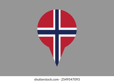 Bandeira da Noruega com sinal de localização, Bandeira da Noruega símbolo nacional do país ilustração Vetor, Retângulo Noruega bandeira ilustração, Vetor plano ilustração
