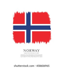 Norway flag made in brush stroke background