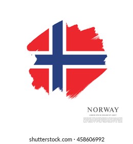 Norway flag made in brush stroke background