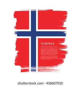 Norway flag made in brush stroke background