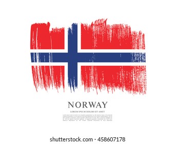 Norway flag made in brush stroke background