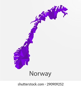 Norway flag map in geometric,mosaic polygonal style.Abstract tessellation,background. Vector illustration EPS10