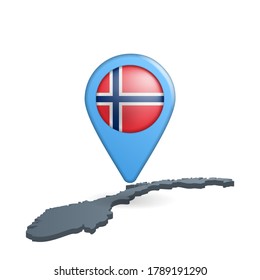 Anclaje del mapa de la bandera de Noruega en blanco